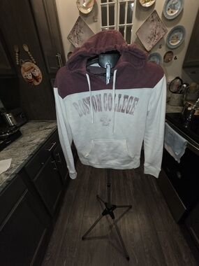 Boston College Colorblock Hoodie in Maroon and White